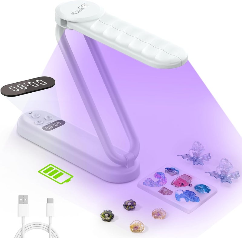 PPESULK Store UV Light for Resin Curing, Rechargeable UV Resin Lamp with Time Display, 34 LEDs High Power Resin Curing Machine, Cordless Portable UV Lamp for Resin Molds, Crafts, Jewelry Making(White) - Image 1